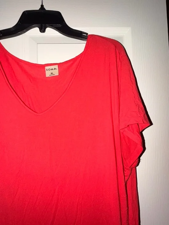 Soma XL Lounge Set Coral Tee & Printed Shorts Soft Pajamas - Picture 5 of 11